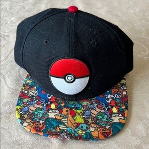 Pokemon Black and Red Hat with Colorful Brim